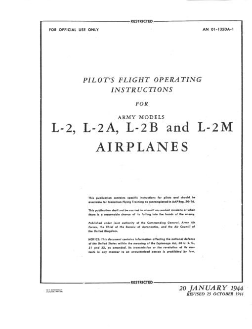 Flight Manual for the Taylorcraft L-2 Grasshopper