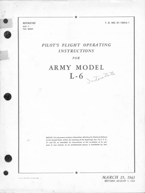 Flight Manual for the Interstate L-6 Cadet