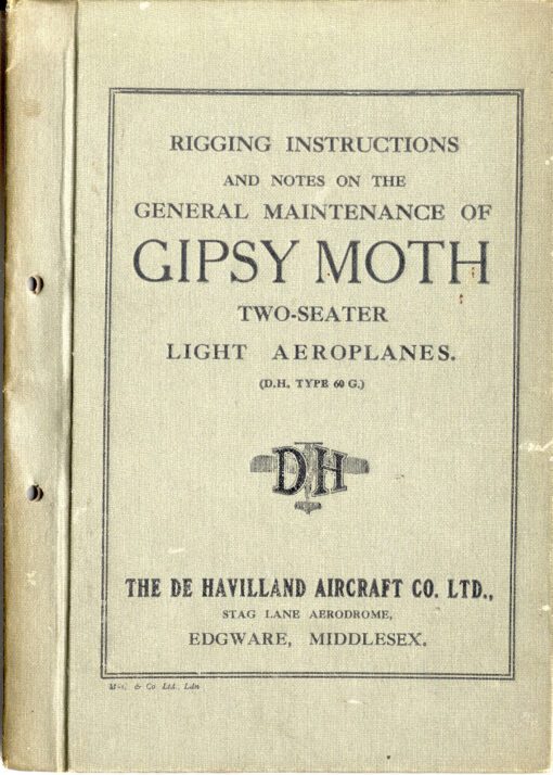 Pilots Notes for the De Havilland DH60 Gipsy Moth