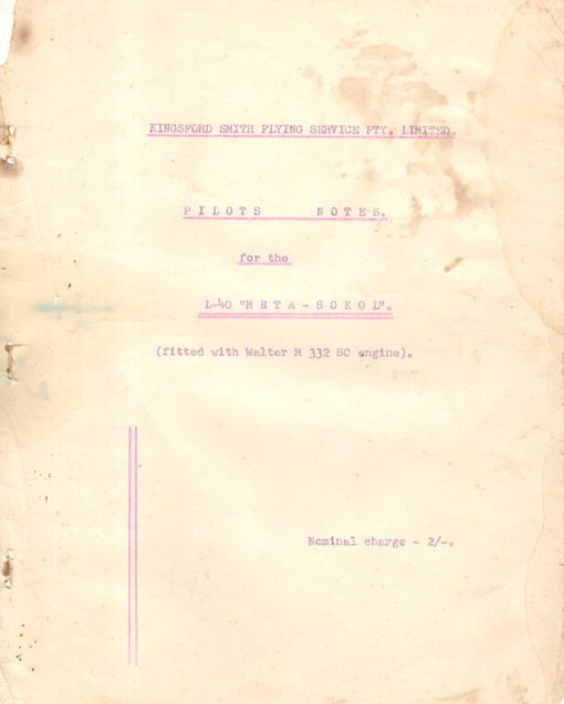 Flight Manual for the LET L-40 Meta Sokol
