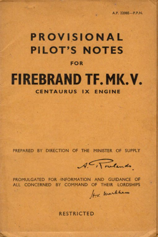 Flight Manual for the Blackburn Firebrand