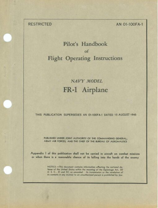 Flight Manual for the Ryan FR-1 Fireball