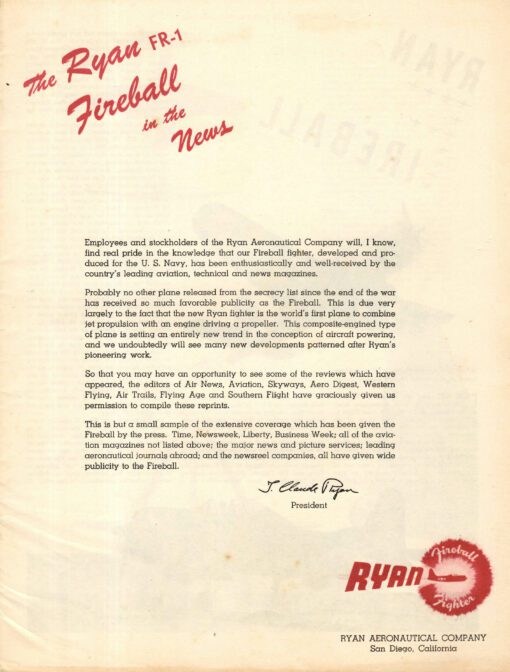 Flight Manual for the Ryan FR-1 Fireball