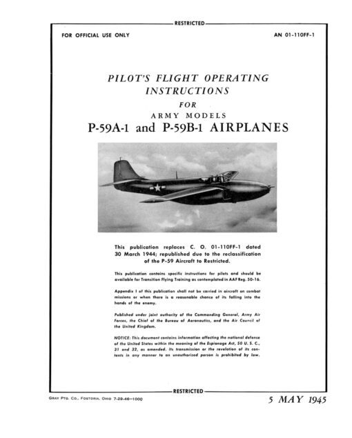 Flight manual for the Bell P-59 Airacomet