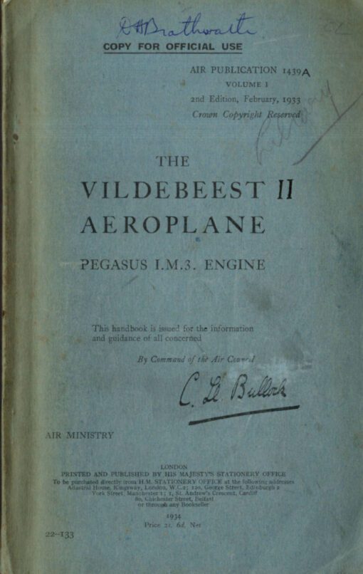 Flight Manual for the Vickers Vildebeest