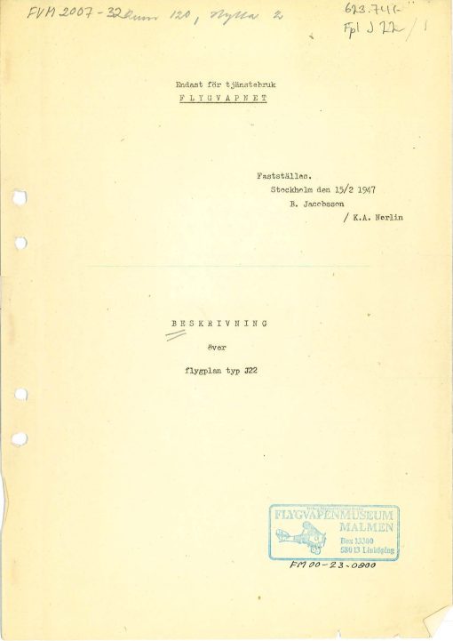 Flight Manual for the FFVS J22