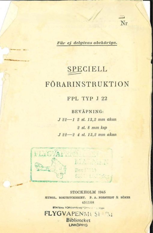 Flight Manual for the FFVS J22