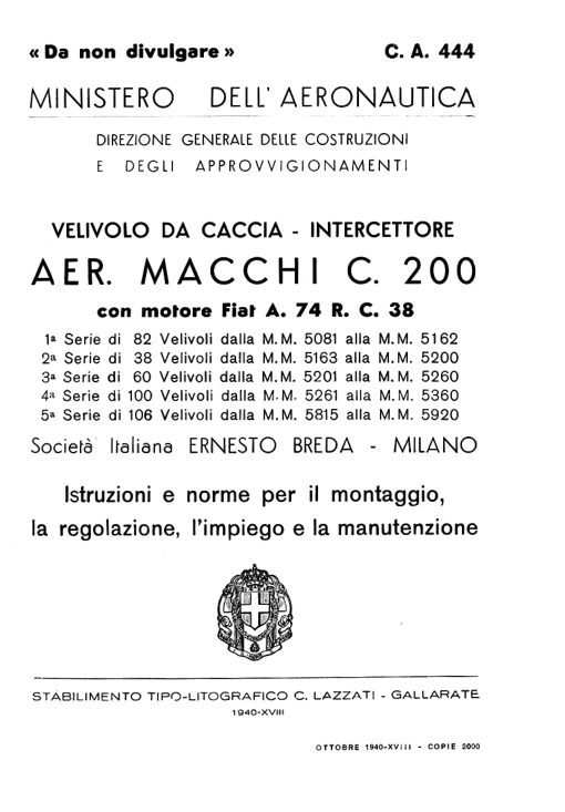 Flight Manual for the Macchi C200 Saetta