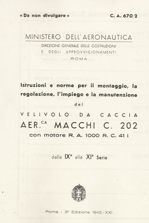 Flight Manual for the Macchi C202 Folgore