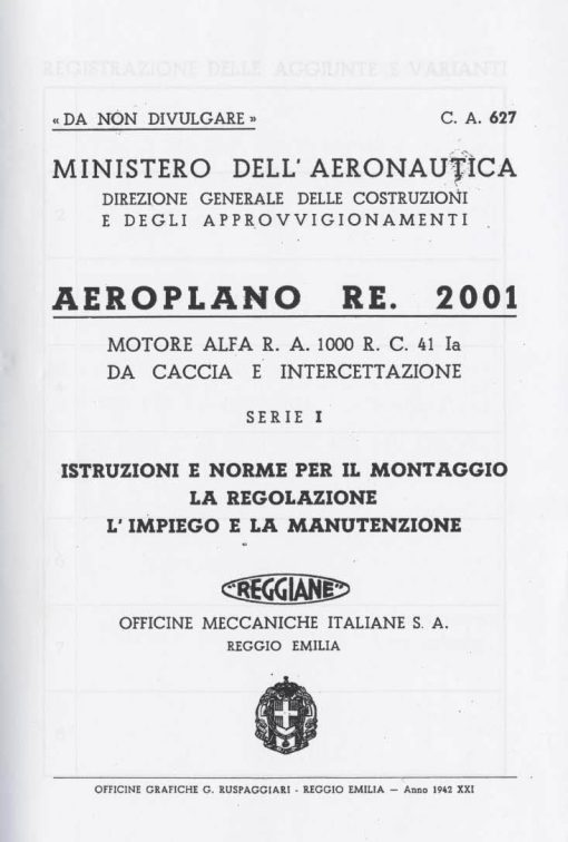 Flight Manual for the Reggiane Re2001